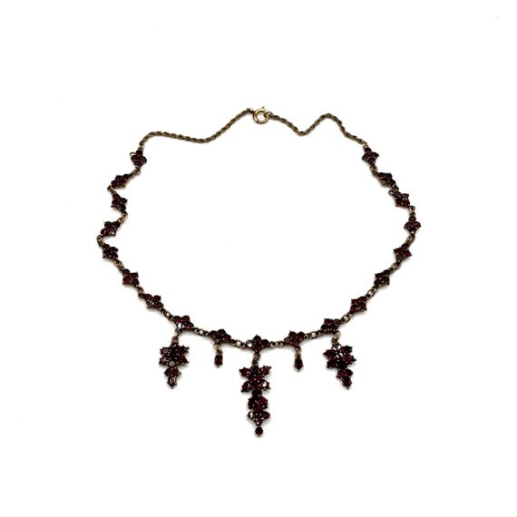 Antique Victorian Bohemian Garnet Fringe Necklace