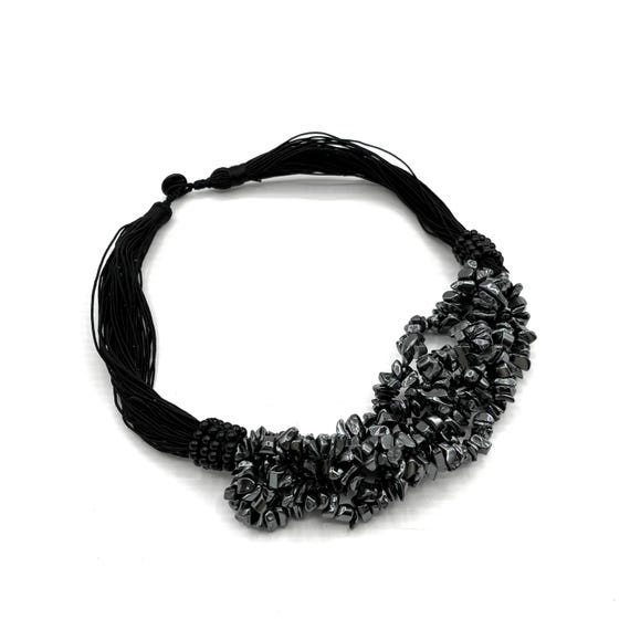 Vintage Hematite Multi Strand Statement Necklace - image 2