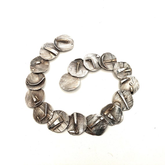 Brutalist Sterling Silver and Gold Artisan Crafte… - image 6