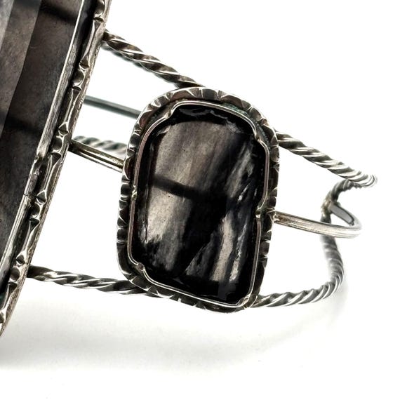 Studio Crafted Hypersthene and Silver Cuff Bracel… - image 2