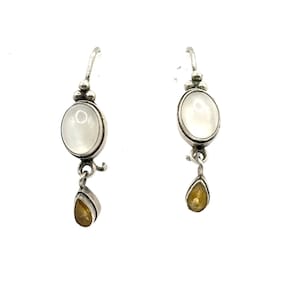 Sterling, Moonstone and Citrine Earrings