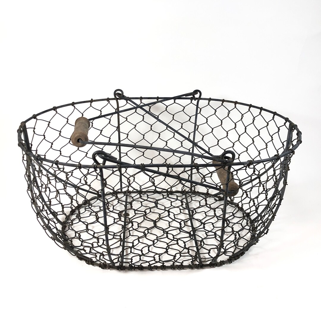 Antique Wire Chicken Egg Basket Etsy