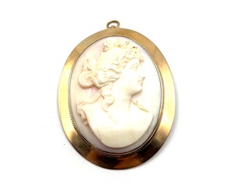 Large 10K Cameo Brooch or Pendant