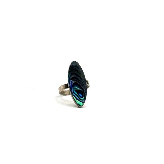 Sterling Silver Paua Shell Statement Ring Adjusta… - image 4