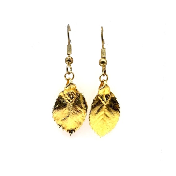 Vintage Gold Plated Leaf Earrings