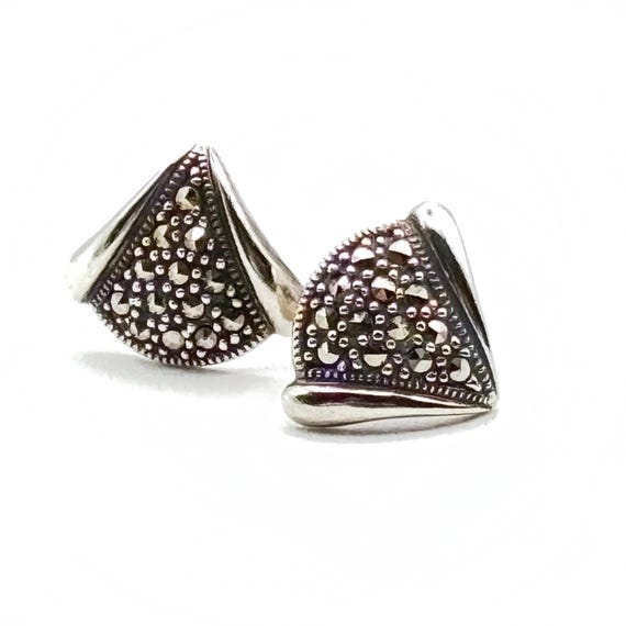Art Deco Marcasite Sterling Silver Post Earrings