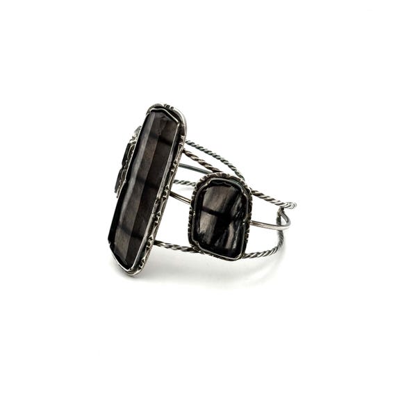Studio Crafted Hypersthene and Silver Cuff Bracel… - image 9