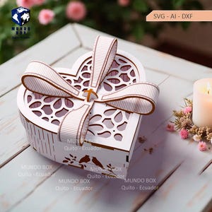 Digitale Dateien zum Laserschneiden von Herzboxen, Geschenkboxen, Liebe, Valentinstag, ideal für 3 mm dickes Holz.