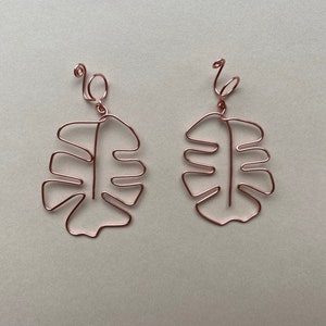 Baumelnde Clip-On Blatt Ohrringe