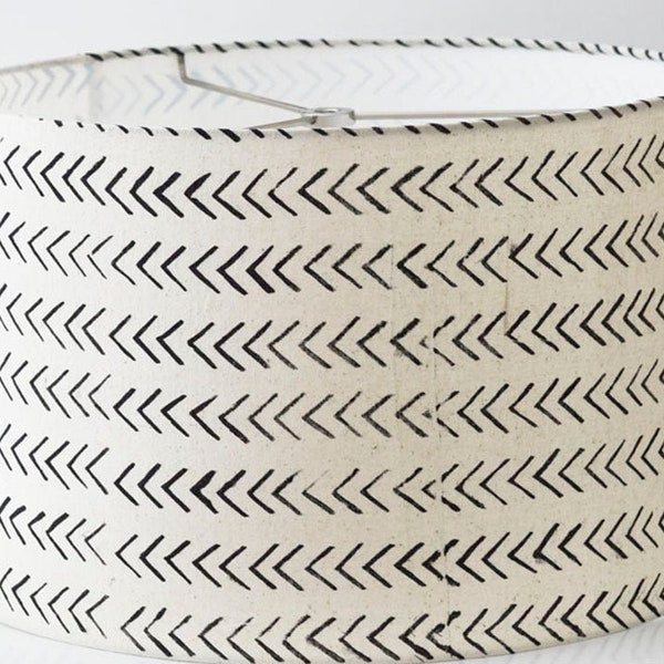 Authentic Mud Cloth Lampshade, 14 inch Tribal lampshade - Made to order