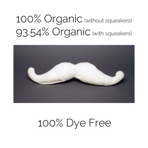 SMALL Organic Mustache Dog Toy, Undyed White Cotton Fleece, The Mustachio from the Hipster Collection by The Green Cat Lady, LLC™, USA Made image 1