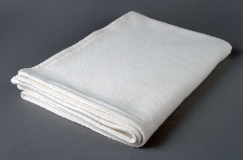 100% Organic Undyed White Cotton Fleece Double Layered Embroidered Blanket, Small / Medium, by The Green Cat Lady, LLC ™, Made in USA image 3