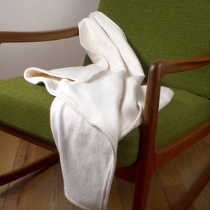 100% Organic Undyed White Cotton Fleece Double Layered Embroidered Blanket, Small / Medium, by The Green Cat Lady, LLC ™, Made in USA image 9