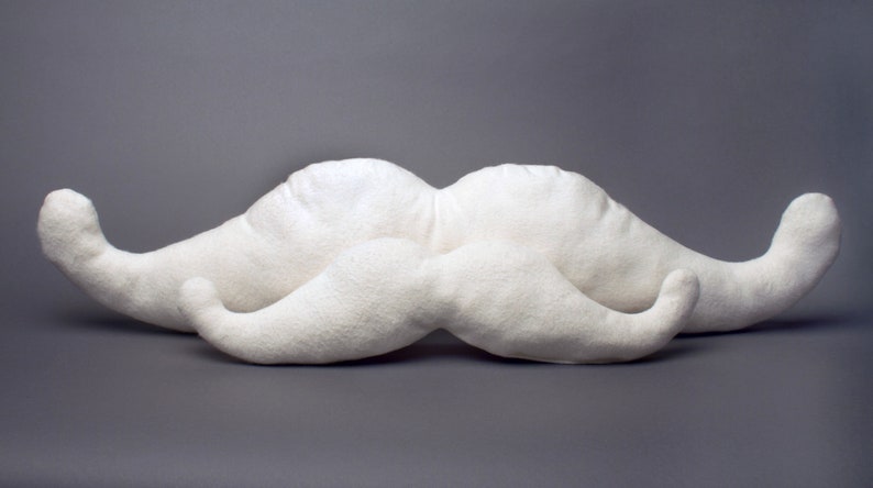 LARGE Organic Mustache Dog Toy, Undyed White Cotton Fleece, The Mustachio from the Hipster Collection by The Green Cat Lady, LLC™, USA Made image 4
