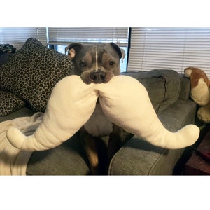 LARGE Organic Mustache Dog Toy, Undyed White Cotton Fleece, The Mustachio from the Hipster Collection by The Green Cat Lady, LLC™, USA Made image 1