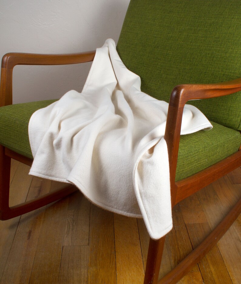 100% Organic Undyed White Cotton Fleece Double Layered Embroidered Blanket, Small / Medium, by The Green Cat Lady, LLC ™, Made in USA image 7