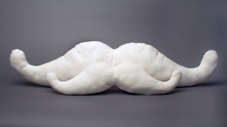 SMALL Organic Mustache Dog Toy, Undyed White Cotton Fleece, The Mustachio from the Hipster Collection by The Green Cat Lady, LLC™, USA Made image 3