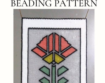 Bead Pattern Flowers Panel 1 Stained Glass Tapestry Beading Even Count Peyote Pattern Miyuki Delica