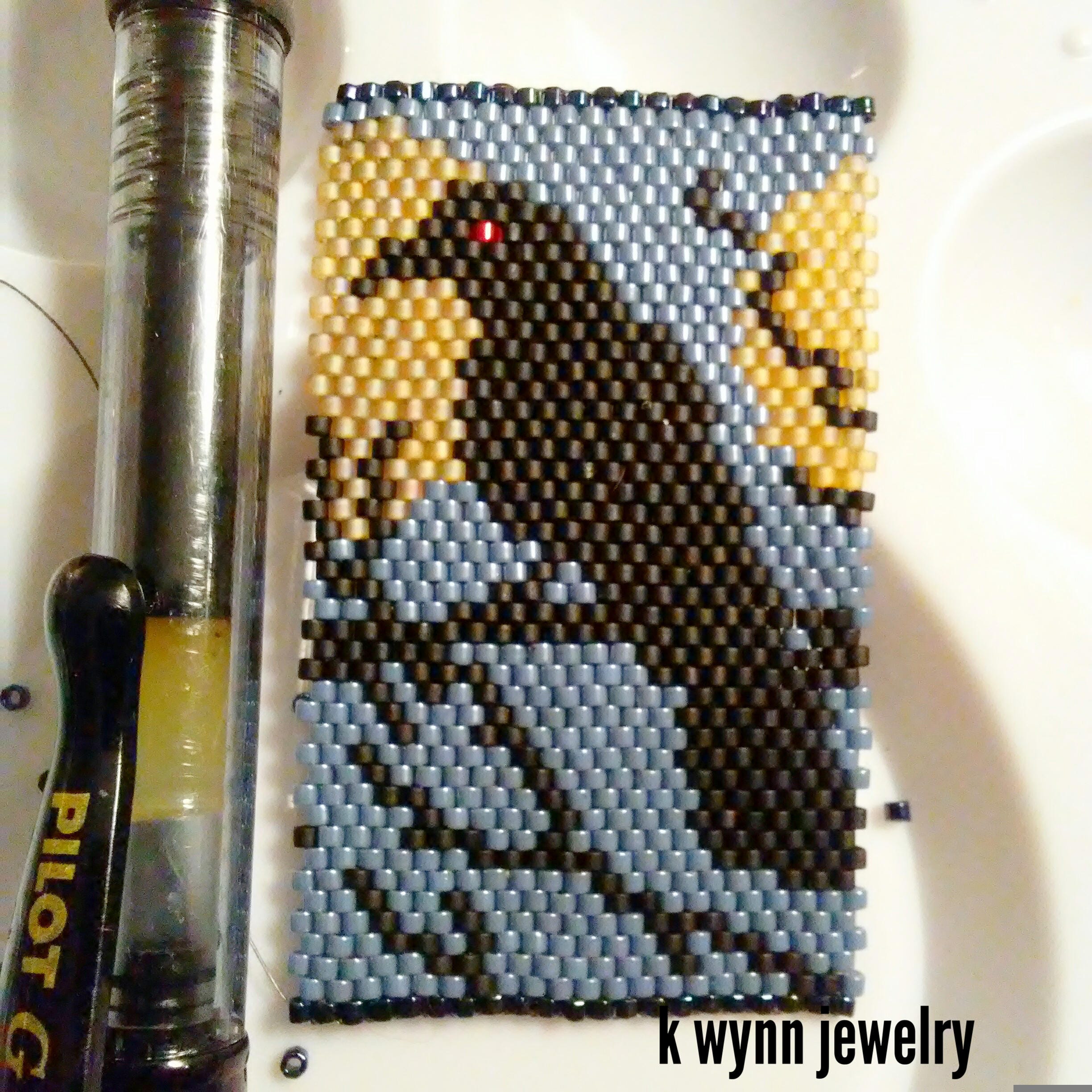 Bead Pattern Black Crow with Full Moon Pen Cover Wrap Flat Etsy