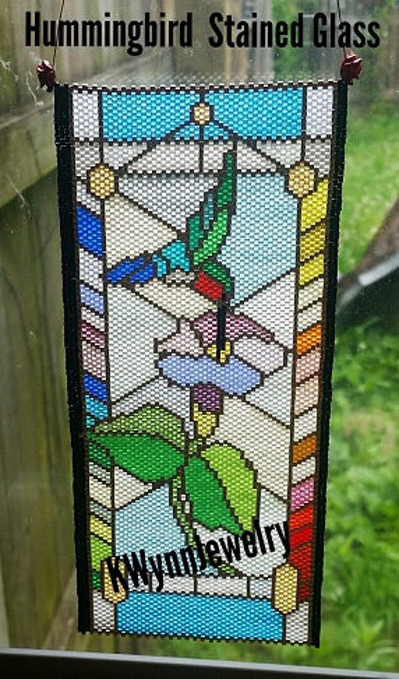Bead Pattern Peyote Hummingbird Stained Glass Tapestry Panel Etsy