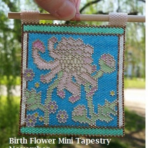 Birth Flowers NOVEMBER Chrysanthemum Stained Glass Mini Tapestry Beading Pattern even count Peyote Stitch Miyuki Delica Chrysanthemum image 3