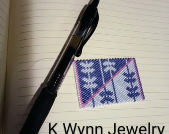 Bead Pattern * Lavender Dreams* Pen Cover Wrap Flat even count Peyote Stitch Pilot G2 Pen Miyuki Delica Purple Flowers Graphic Dragonfly