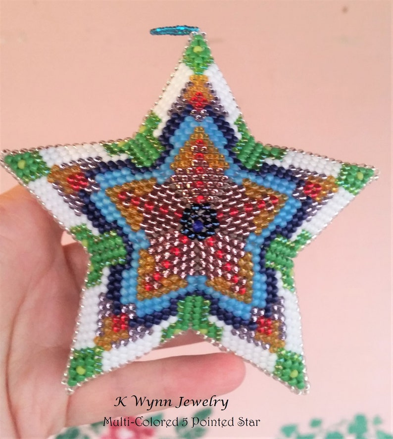 Bead Pattern Multi Colored 5 Pointed Star Size 08 Seed Beads | Etsy