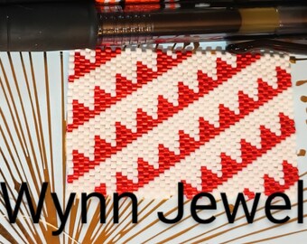 Bead Pattern * Bunting* Pen Cover Wrap Flat even count Peyote Stitch Pilot G2 Pen Miyuki Delica red & white flags