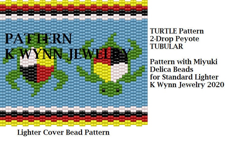 Beading Pattern Turtle Lighter Case 2-drop Tubular Peyote Stitch Miyuki ...
