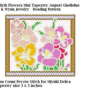 August Birth Flower Tapestry Beading Pattern: Gladiolus Stained Glass (PDF)