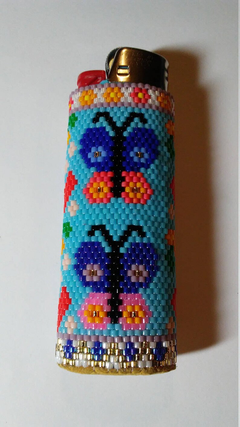 Beading Pattern Butterflies Lighter Case Peyote Stitch Miyuki Etsy