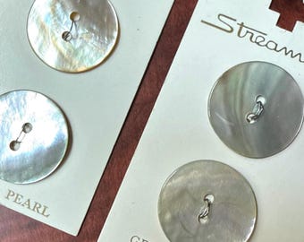 Vintage MOP Buttons: 23mm or 7/8” Mother of Pearl Sewing Notions on Card