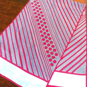 Stunning Vintage 43”x13” Long Scarf with Red Polka Dots on a Vibrant Blue Background