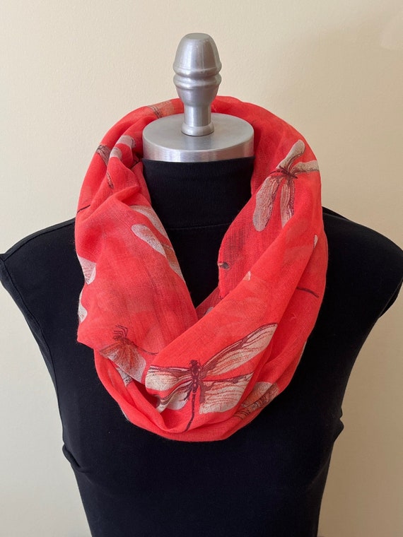 Vibrant Vintage Coral, Grey and Brown Dragonfly I… - image 1