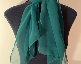 Vintage Sally Gee Sheer Green Chiffon-like Long Scarf