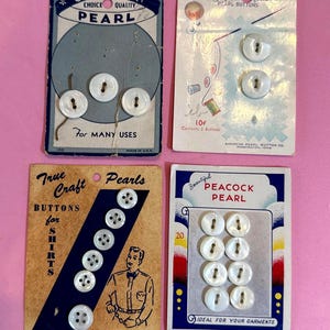 Vintage Mid Century Mother of Pearl Buttons: Original Cards