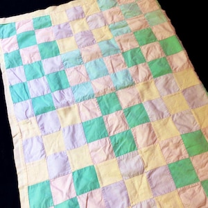 Vintage Pieced Cutter Quilt Piece: Yellow, Green, Lavender (31”x 22”)