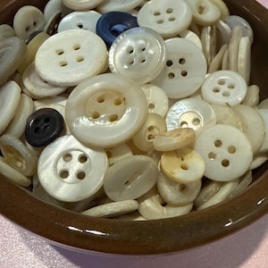 250+  Shabby Vintage Mother of Pearl Buttons: Small to Medium Shell Buttons