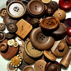 60+ Vintage Carved Wooden Buttons: Painted, Square, Two Hole, Shank, 4 Hole
