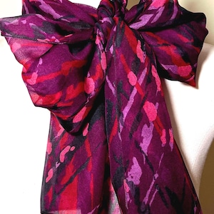 Vibrant Vintage Fall Long Scarf in Red, Burgundy and Black