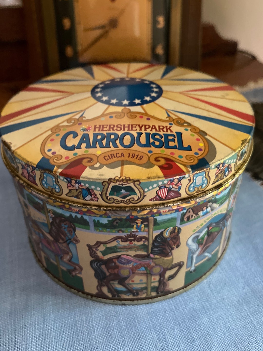 Vintage Round Hershey Carousel Tin Candy or Cookie Tin Etsy