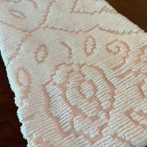 Pretty, Plush 30”x 24”  Vintage White on Pink Chenille Bedspread Fabric Piece