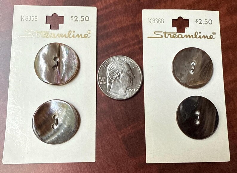 Stream Line Sewing Buttons Numbers Vintage Grey Abalone MOP Buttons: 23mm or 7/8” Round Sewing Notions ...