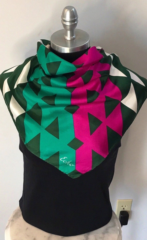 Vibrant Vintage Echo Small Square Scarf of Green, 
