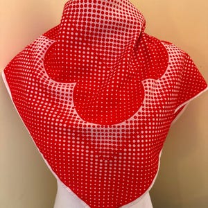 Gorgeous Vintage Red and White Polka Dot Square Scarf, 26”x 26”