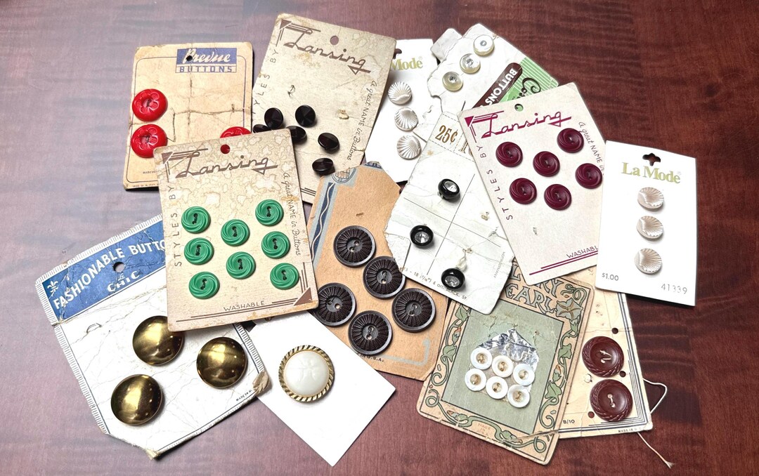 13 Vintage Button Cards - Etsy
