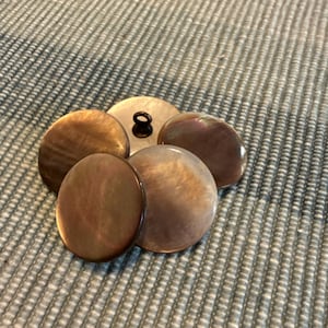 5 Vintage Smoky Grey Mother of Pearl  Box Shank Buttons: 22 mm or 7/8”  Inch, MOP
