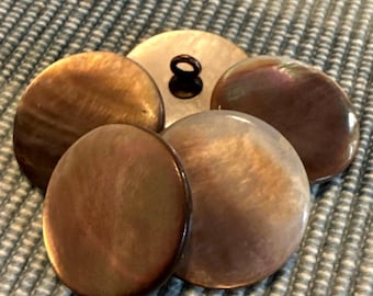 Vintage Smoky Mother of Pearl Box Shank Buttons: 22mm Iridescent Craft Supplies