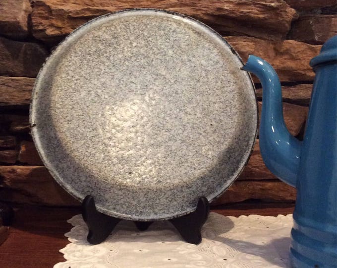 Vintage Enamelware Pie Pan Blue Swirl Antique Graniteware Pie Etsy