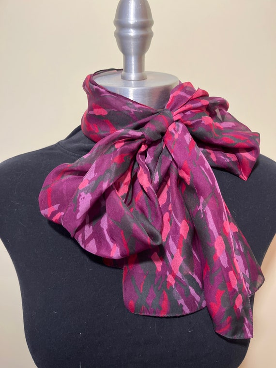 Vibrant Vintage Fall Long Scarf in Red, Burgundy a